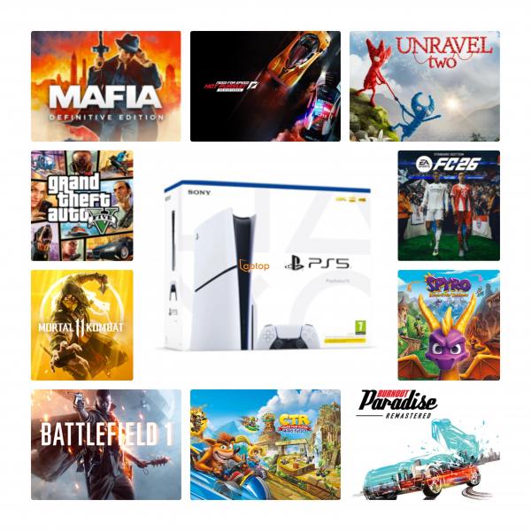 PlayStation 5 (PS5) Slim 1TB + 10 հանրահայտ խաղ - 26139